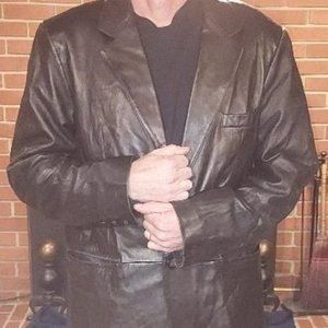 Mens Black Leather Jacket Size 58